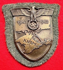 Nazi Krim (Crimean) Campaign Shield with Wool Cloth Backing...$175 SOLD