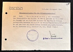 Nazi SS Death Notice for an SS Obereiter dated 23. August 1944...$95 SOLD