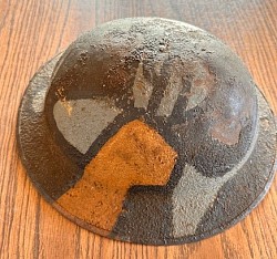 Outstanding WWI US Camo Helmet with Liner and Chinstrap...$375 SOLD